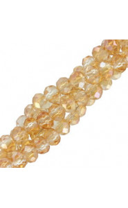 Faceted glass beads 3x2mm disc - Topaz yellow-pearl shine coating